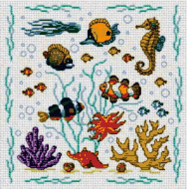 Схема вышивки крестиком рыбки